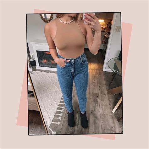 Skims bodysuit dupe. The popular item is almost identical to the Skims fits everybody long sleeve crew neck bodysuit, $68. Kate highlighted the impressive support the bodysuit provided to her large chest. "I’m not ... 