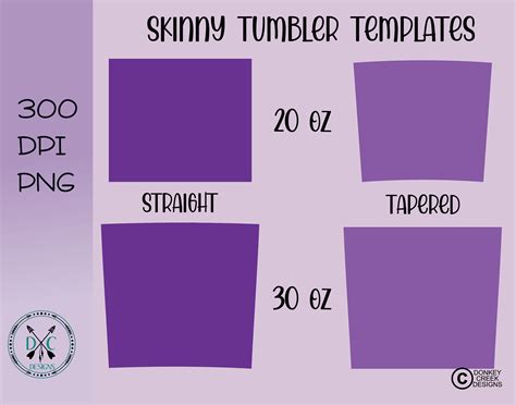 Skinny Tumbler Template Size