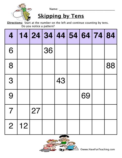 Skip Count by Tens Chart Worksheet Have Fun Teaching