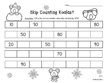 Skip Counting Koalas Skip Counting by 10s Number Patterns Practice