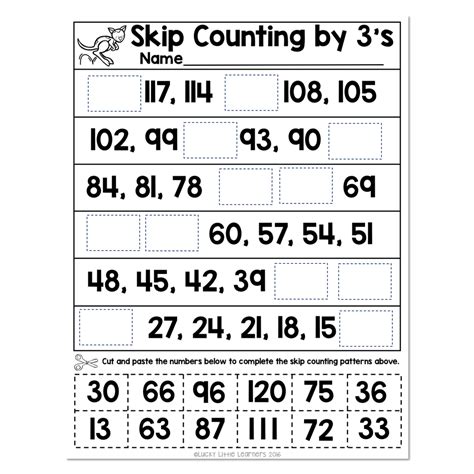 Skip Counting Number Line Worksheet 2 Skip Counting by 3 Lucky
