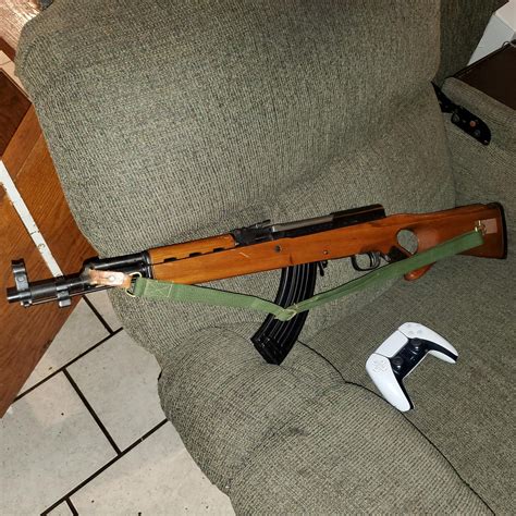 The SKS was invented by Sergei Gavrilovich Simonov of the Soviet Union in 1945. For just a couple of years, the SKS was the bomb. It's a semi-auto rifle, chambered in 7.62×39, and holds 10 rounds in its internal magazine. And, it can shoot as fast as you can pull the trigger.. 