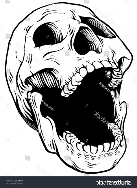 Skull Drawing Open Mou