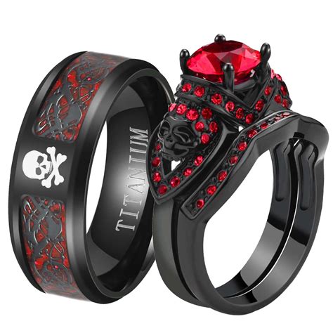 Skull Wedding Ring Sets