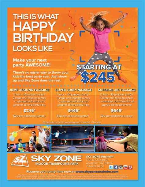 Sky Zone Birthday Party Prices