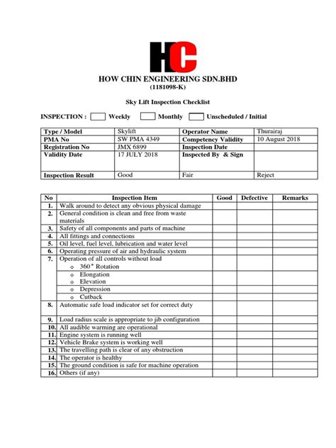Sky climber inspection checklist.  Eliminate mistakes made by paper-based processes. .  A ...