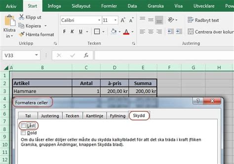 Skydda blad excel