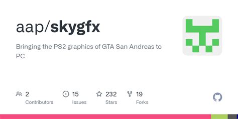 Skygfx github.  SkyGfx (Sky is name of Renderware for the PS2) brings accurate PS2 graph...
