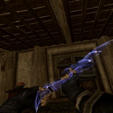 Skyrim bound dagger. Other bound weapons will be of similar quality except the bow which is a lot stronger. If you increase your one-handed skill, the sword will do more damage. If you increase your conjuration skill, the spell will cost less to cast. Unlike regular swords, bound swords cannot be upgraded at a grindstone. They also cannot be enchanted at an enchanter. 