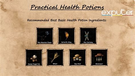 Skyrim recipe for health potion. Potion of Waterbreathing. 1197. Chicken's Egg. Salmon Roe. Fire Salts. Waterbreathing. Regenerate Magicka. All Skryim Alchemy recipes. Find the most valuable and powerful potions to make with your ingredients. 