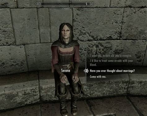 Jun 14, 2022 · On PS4/PS5, search for "Marry Me Serana" within the game's mods menu. On Xbox One/Series, you ought to be able to use the "Marriable Serana" mod as-is (and you can look it up either within the mods menu in-game or on Bethesda's website). Marrying Serana works just like marrying any other NPC in Skyrim, so after proposing, go to the Temple of ... . Skyrim where to find serana after you part ways