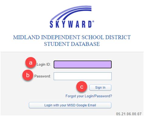 MESQUITE ISDStudent Production System. Login ID: Password: Sign In. Forgot your Login/Password? Click here for Skyward Single Sign On. 05.23.06.00.07. Login Area:. 