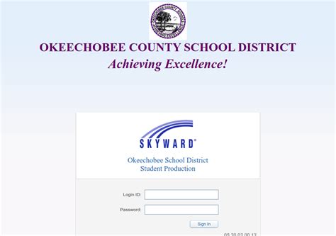 Skyward okeechobee fl. OKEECHOBEE COUNTY SCHOOL DISTRICT. Achieving Excellence! Okeechobee School District Student Production. Login ID: 