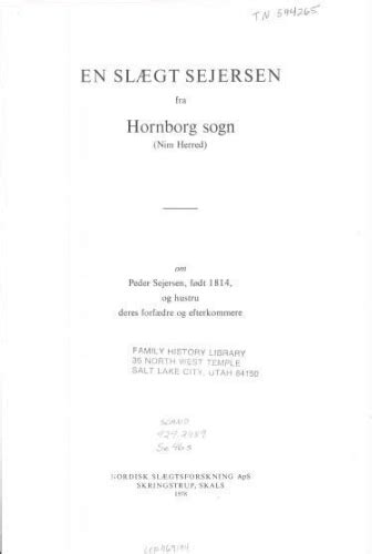 Slægt sejersen fra hornborg sogn (nim herred). - Caring for heritage objects guidelines on establishing significance object care and management.