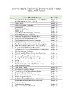 Sl.No. Name of Hospital/Laboratory Type of Test - Kerala