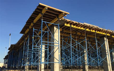 Slab scaffolding design.  Elevated concrete slabs require forms and supp...