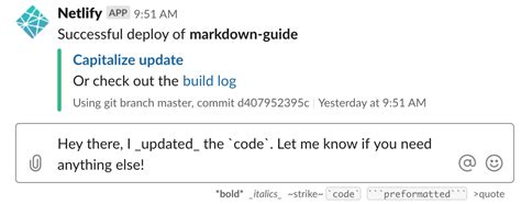 Slack Markdown Reference Markdown Guide