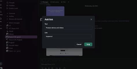 Slack hyperlink code.  Every Slack app and workflow has access to a rang...