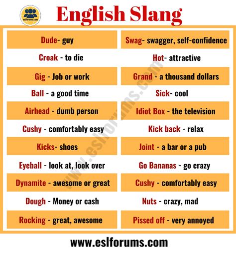 Slang. 1.