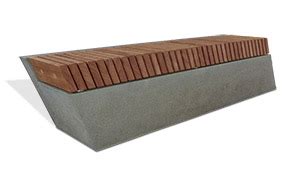 Slant Concrete Bench with Wood Slats Belson Outdoors®