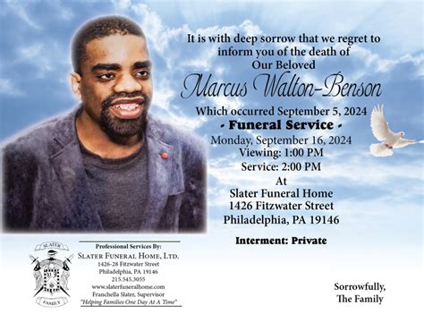 Slater funeral home ltd obituaries.  Washington.  Box 3881 Philadelphia,...