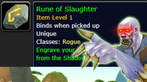 Slaughter from the shadows rune. However one of my favorite ways to play rogue which is combat daggers has been facing an issue that I think is very simple to fix. Currently our bis backstab rune slaughter from the shadows is missing synergy with any other rune due to it being a chest slot rune. Due to this being the case you will find no use out of the other 2 rune slots ... 