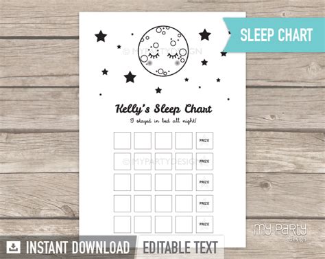 Sleep Chart Personalized Printable Pdf My Party Design