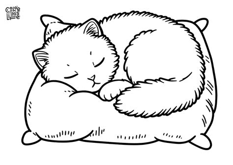 Sleeping Cat Coloring Pages