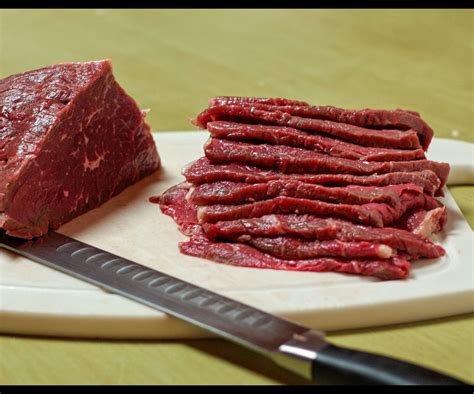 Sliced beef. Slice and serve with reserved sauce. Per serving: 194 calories, 26 grams protein, 5 grams fat (22% calories from fat), 1.2 grams saturated fat, 9 grams … 