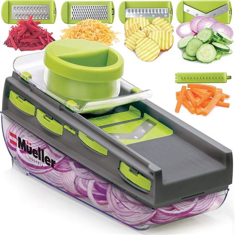 Slicer dicer. Product Details. Includes 2 x julienne attachments, 2 x grater attachments, 3 x dicer attachments, 1 x blade holder, 1 x food container lid, 1 x hand guard and 1 x cleaning tool. Material: Stainless steel blades. Dimensions/Size: 27.5cm (H) x 11.5cm (W) x 8.6cm (D) Features. Interchangeable blades allow for quick and easy slicing and dicing. 