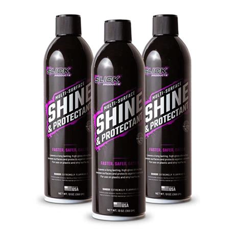 Slick products. Ultimate Insane Shine Protectant Spray - Non-Greasy, Long-Lasting Shine for Vinyl, Rubber, and Plastic - Protects Against UV Rays and Fading - Easy to Use - 16 Oz. 10,020. 800+ bought in past month. $1019 ($0.64/Fl Oz) List: $11.09. Save more with Subscribe & Save. 