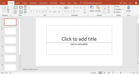 Slide Layouts in Microsoft PowerPoint Opening Screen