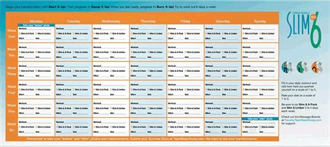 Slim in 6 Workout Calendar PDF PDF