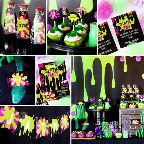 Slime Birthday Party Printable Ideas Decorations Corjl