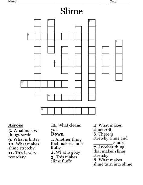 Slime monsters makeup crossword clue. The Crossword Solver found 32 answers to "slime", 10 letters crossword clue. The Crossword Solver finds answers to classic crosswords and cryptic crossword puzzles. … 