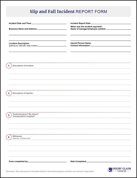 Slip And Fall Incident Report Template
