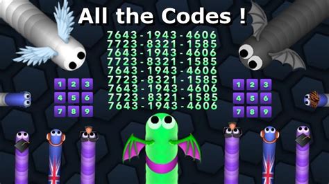 Codes. slither.io uses 12-digit numerical codes to unlock cosmetics on Android and the desktop site. On the desktop site, you have to type "bonkers" into the nickname bar to unlock codes. Each code unlocks three cosmetics, but if some of them are already unlocked, it will unlock different items instead. However, using a code you have already .... 