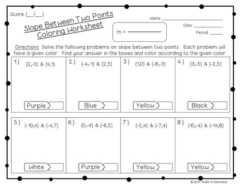 Slope Between Two Points Coloring Worksheet