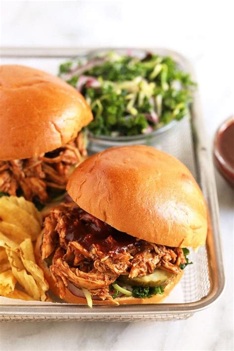 Slow Cooker BBQ Pulled Chicken Sandwich - Food Duchess