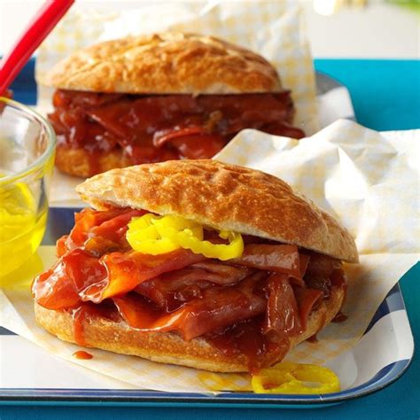 Slow Cooker Barbecue Ham Sandwiches