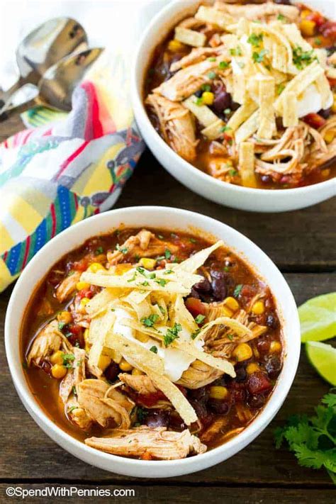 Slow Cooker Chicken Enchilada Soup - Spend With Pennies