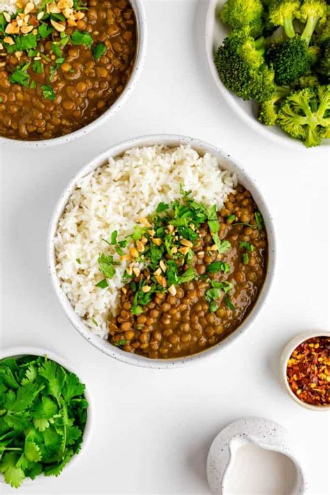 Slow Cooker Lentil Curry with Rice - Purely Kaylie