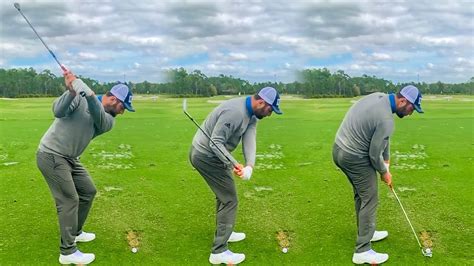 Slow motion down the line golf swing. The golf swing of the legendary Ben Hogan, with 3 wood swings off the deck in full speed and slow motion from down the line. Like and Follow for more! 
