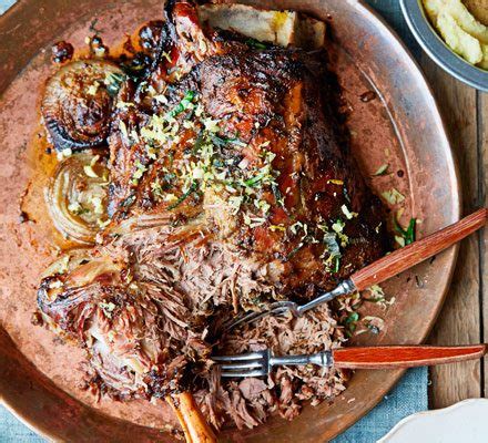 Slow-roast shoulder of lamb with anchovy & rosemary