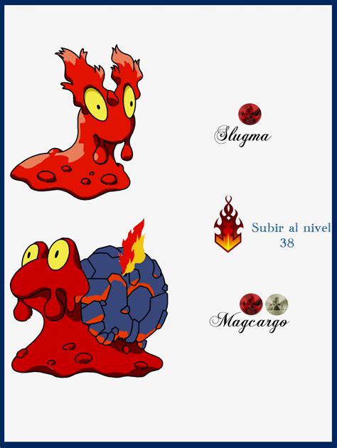 Slugma evolution. Versions: Molten magma courses throughout Slugma’s circulatory system. If this Pokémon is chilled, the magma cools and hardens. Its body turns brittle and chunks fall off, reducing its size. Slugma does not have any blood in its body. Instead, intensely hot magma circulates throughout this Pokémon’s body, carrying essential nutrients and ... 