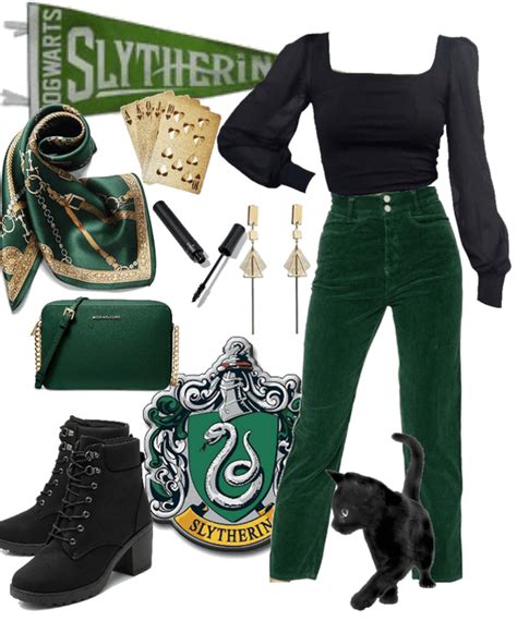 Slytherin outfit ideas. 23. Sorting Hat. Even if you’re not assigned to Gryffindor House, this Sorting Hat should still be apart of your Halloween outfit. This has got to be one of the funniest and most unique Harry Potter costume ideas out there. You can move through those trick or treat crowds shouting “Gryffindor!” or “Slytherin!”. 