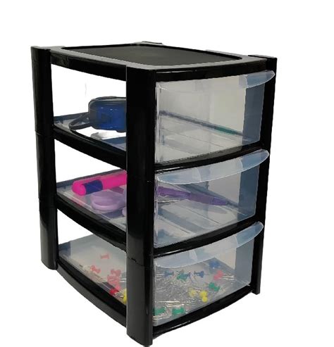 Small (A5 Sized Drawer) 3 Drawer Black Storage Unit