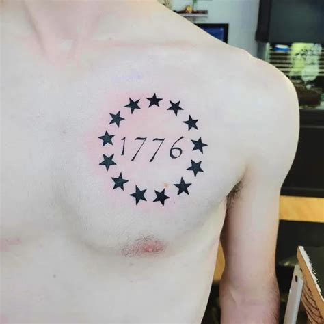 Here are fifteen incredible tattoo ideas to help you display your patriotism. 1. The 1776 American Flag Tattoo. There are many different kinds of 1776 tattoos, but one …. 
