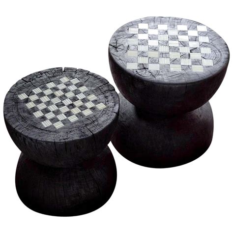 Small Chess and Checkers Wood Lathed Table - 1stDibs.com