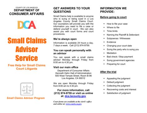 Small Claims Advisor Service